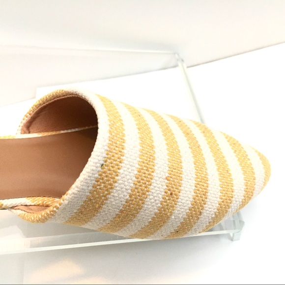 Last Pair Yellow Striped Mules Awning Stripe Flats - Picture 3 of 8